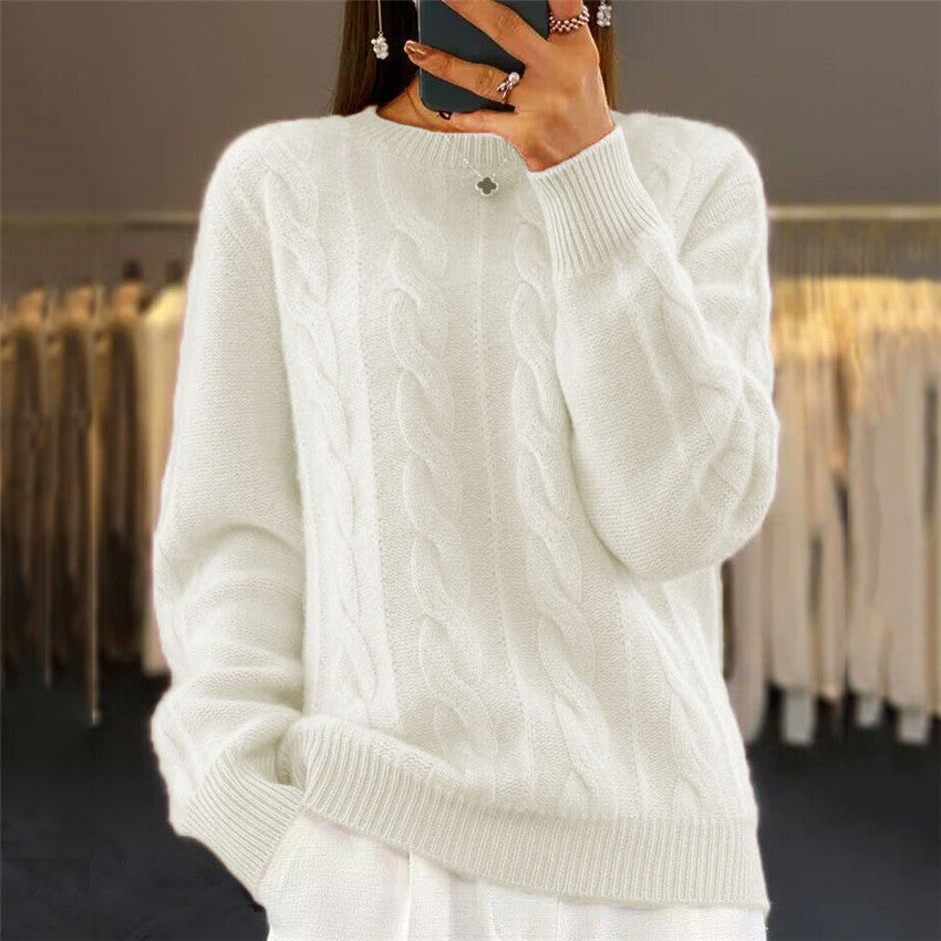 【S-XL】Nov zimski topel ženski pulover iz kašmirja z okroglim izrezom