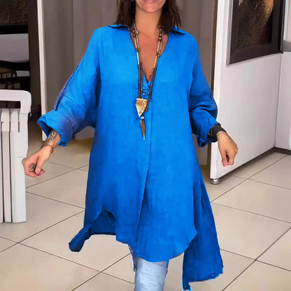 🔥【S-3XL】【40-100KG】👚Proljetno/ljetna ležerna haljina od pamuka i lana s prorezom