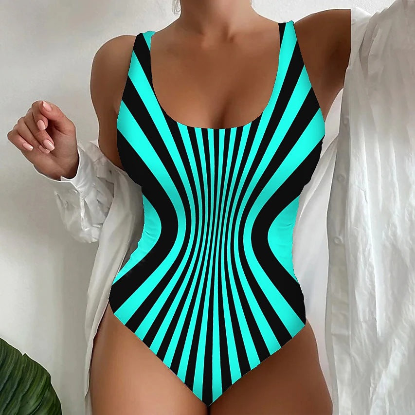 【Vruća rasprodaja 🌟】【😍S~6XL】Seksi prugasti jednodijelni kupaći kostim