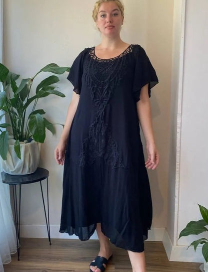👗2025 Rochie largi de marime mare pentru femei brodate din dantela [S-5XL]