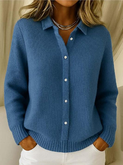 (S-2XL)Ženski enobarvni pulover s kardiganom , ohlapno in sproščeno