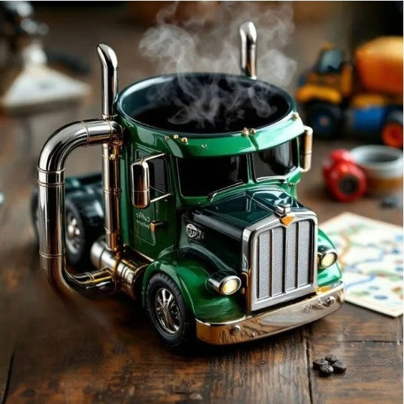 🚛Ručno izrađena šalica za kavu modela kamiona s poluprikolicom