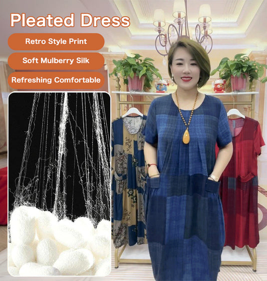 👗❤️【50-100 kg】2025 Rochie de călătorie în carouri, la modă lejeră Rochie confortabilă pentru mamă
