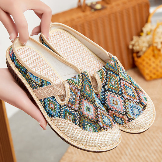 🥰💖【35-41】Kapcie damskie z miękką podeszwą z haftowanego lnu