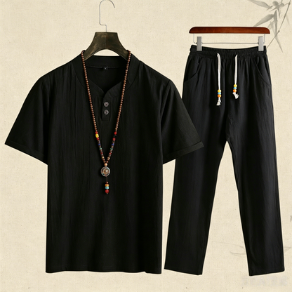 🔥【M-5XL】【Majica + hlače】Novi modni ležeran muški dvodijelni set, široki kroj✅Plaćanje pouzećem