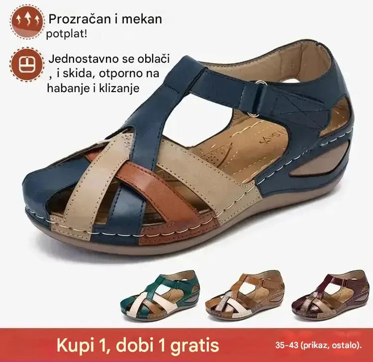 💖[35-43] Ženske ljetne sandale, izrađene od mekane kože, debeli potplat, šuplji čičak