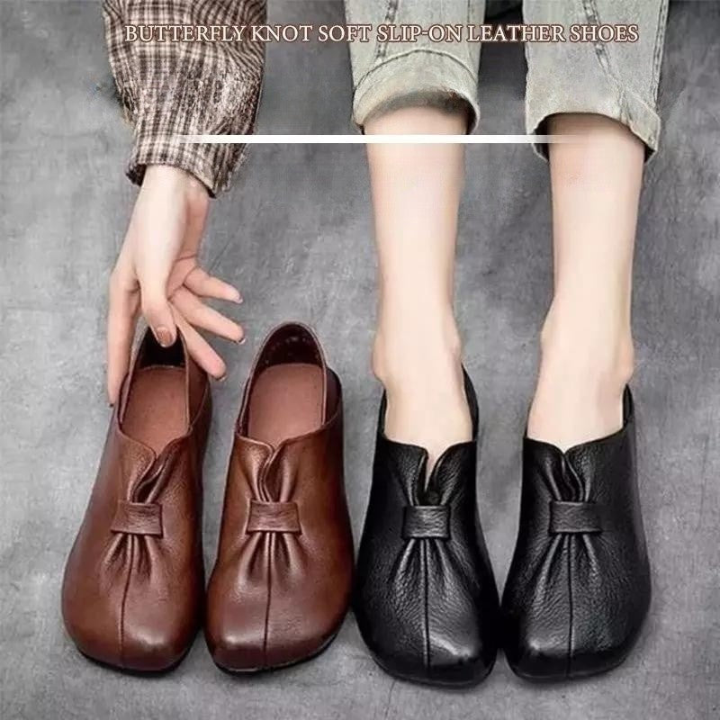 [Veličine 35-42] Nove retro cipele s mekim potplatom i mašnom, izrađene od visokokvalitetne kravlje kože, jednostavne i lijepe.