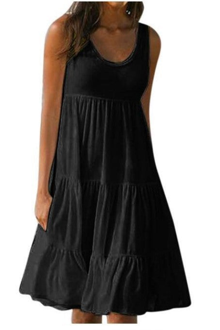 👗【S-5XL】Jednobojna jednostavna haljina