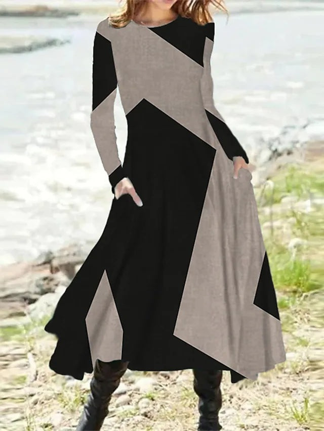 【S-5XL】Klasična vintage haljina dugih rukava