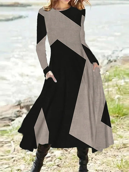 【S-5XL】Klasična vintage haljina dugih rukava