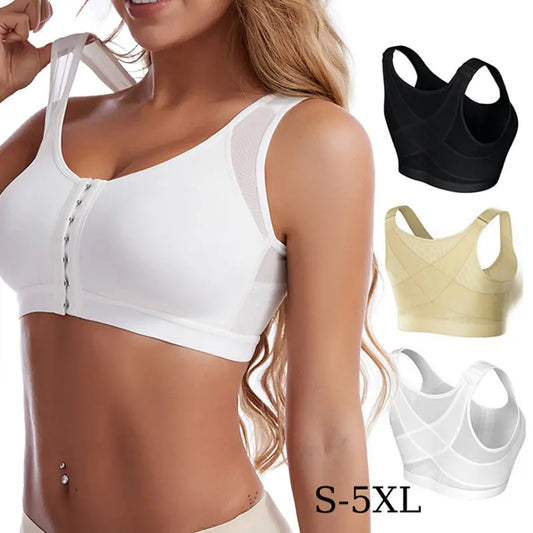 【3 piezas】💋Último día 50% de descuento: sujetador sin aros con forma de X y cobertura total con cierre frontal.