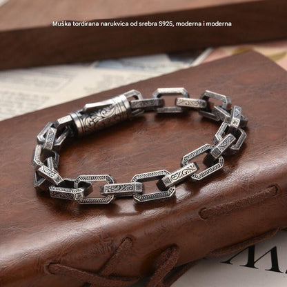 🔥Muška narukvica od uvijenih perli od srebra 925, moderan stil, otporna na habanje i ne blijedi