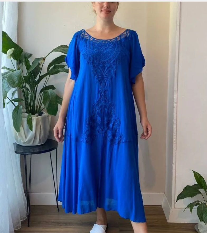 👗2025 Rochie largi de marime mare pentru femei brodate din dantela [S-5XL]