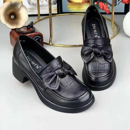 👞【35-40】2025 nou stil arc arc talpă moale talpă joasă pantofi de piele pentru femei tocuri mici