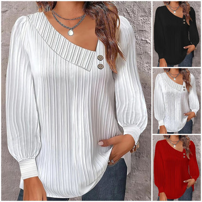 💗【Časovno omejen popust】【S-2XL】Jesenska ženska enobarvna srajca z dolgimi rokavi in gumbi za leto 2025