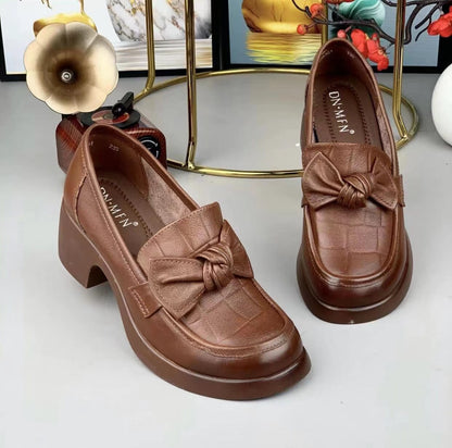 👞【35-40】2025 nou stil arc arc talpă moale talpă joasă pantofi de piele pentru femei tocuri mici