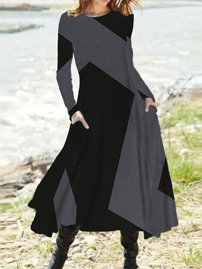 【S-5XL】Klasična vintage haljina dugih rukava