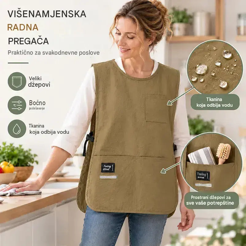 👩‍🍳✨ Vodootporna pregača-prsluk otporna na mrlje – Idealna za kuhanje, rukotvorine i vrtlarenje, s udobnim krojem 🛡️