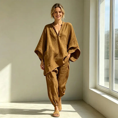 【S-3XL】👗 Komplet s opuštenim dekolteom i širokim izrezom, rukavima u obliku šišmiša, ležernim dizajnom, širokim krojem, idealan za svakodnevno nošenje - udoban i svestran ✨🌸
