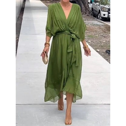 💟【S-5XL】👗Višebojna haljina od šifona s šišmiš rukavima