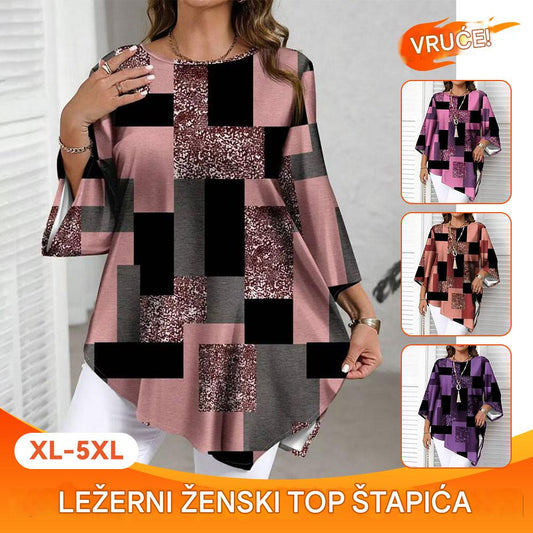 【XL-5XL】Proljetno/ljetna ženska bluza većih veličina, široka, ležerna, s nepravilnim rubom