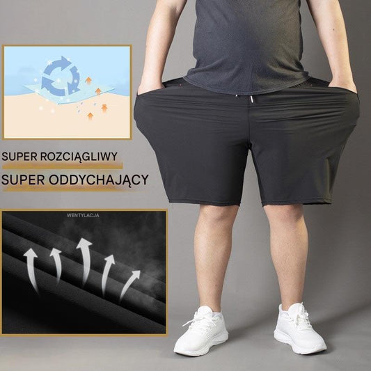 ❄🆒👖【Kup 1, otrzymaj 1 gratis 😍】【M–4XL】Letnie męskie sportowe szorty z jedwabiu lodowego, 60–140 kg, przewiewne i wygodne, luźny krój, duże rozmiary