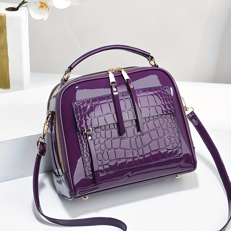 🔥👜Nowa elegancka torebka damska w stylu retro ze skóry krokodyla ze skóry lakierowanej