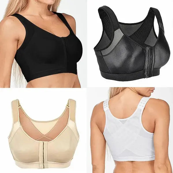 【3 piezas】💋Último día 50% de descuento: sujetador sin aros con forma de X y cobertura total con cierre frontal.