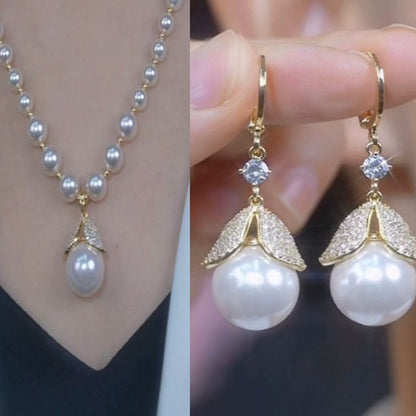 🔥Nowy wisiorek i kolczyki z pereł na jesień i zimę, pasujące do wszystkiego