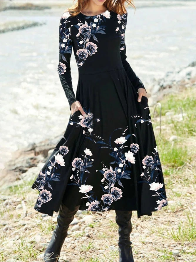 【S-5XL】Klasična vintage haljina dugih rukava