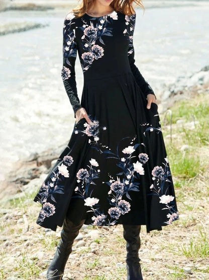 【S-5XL】Klasična vintage haljina dugih rukava