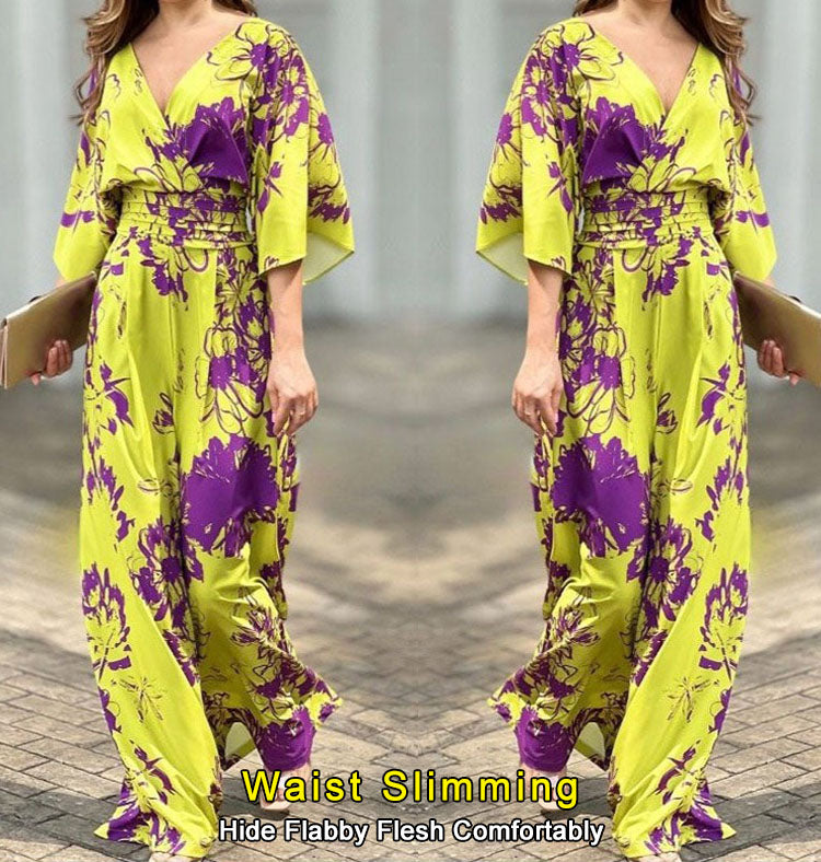 💥🌸【S-3XL】Salopetă elegantă cu imprimeu, lejeră, cu talie înaltă