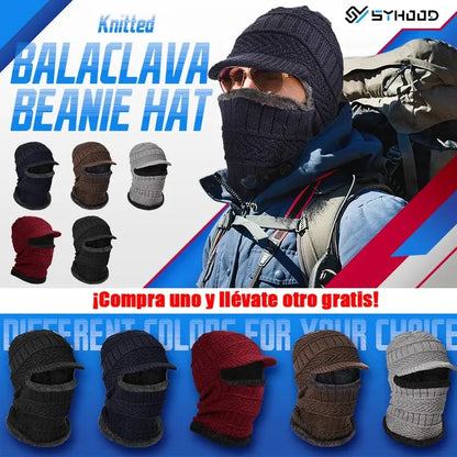 🧢❄️🔥【1 kus, ochrana uší a tváre, obvod hlavy 55–60 cm】Pletená zimná čiapka s predĺženou časťou na krk a šiltom – hrejivá, vetruodolná a vhodná na outdoor.