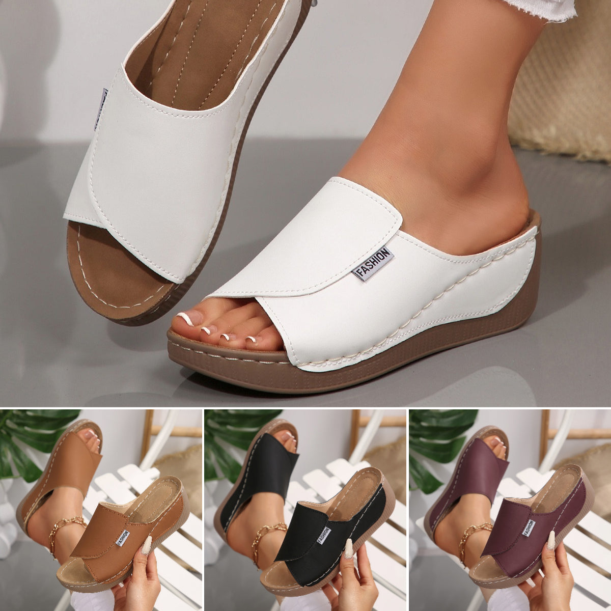🔥👡【36-43】 Μοδάτα γυναικεία δερμάτινα σανδάλια 2025, μαλακή και χοντρή σόλα
