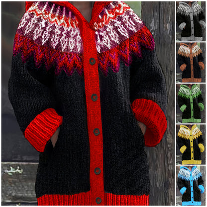 【S~5XL】✨Elegantna, barvita retro jakna s kapuco