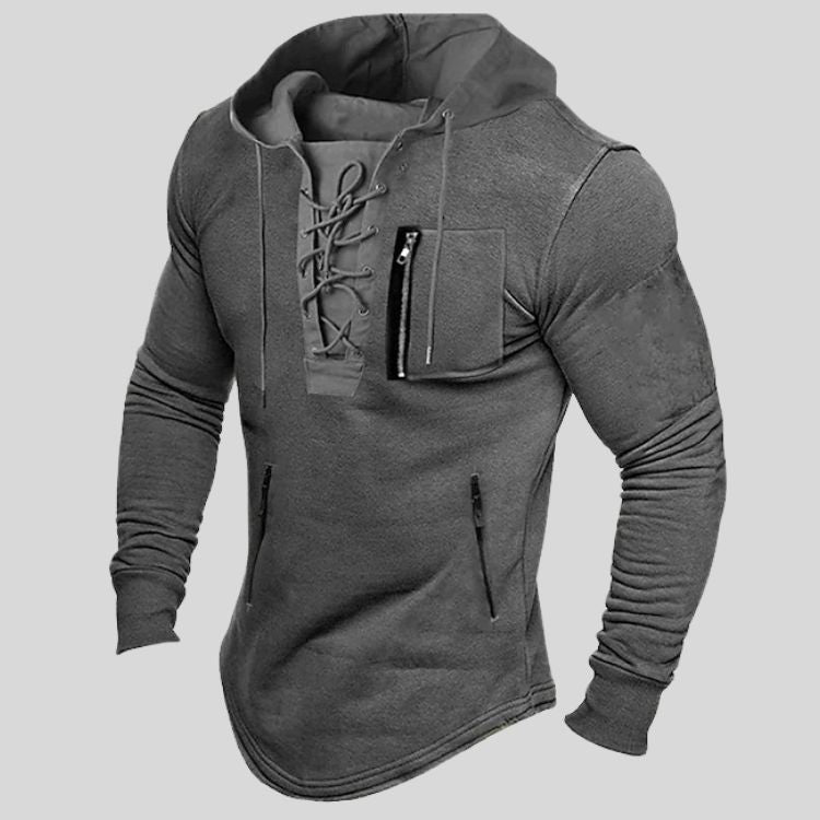 🔥[45–90 kg] Sudadera con capucha y bolsillos con cremallera para hombre – para otoño e invierno