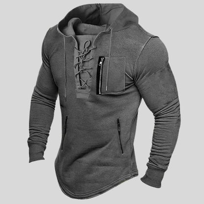🔥[45–90 kg] Sudadera con capucha y bolsillos con cremallera para hombre – para otoño e invierno