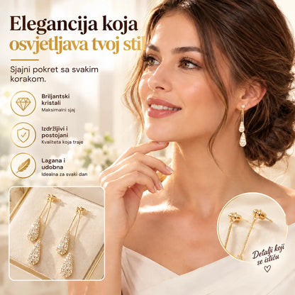 📢📢Popust od 50 %!! ⏰Ženske naušnice s resicama i cirkonom u obliku suze (svestran dizajn)✨Elegantne pozlaćene viseće naušnice