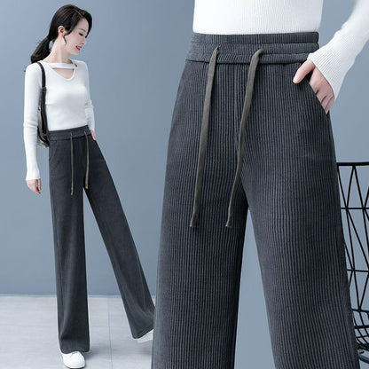 🔥【M-3XL】Νέο βελούδινο casual παντελόνι με φαρδιά μπατζάκια, πολύ άνετο στη χρήση.