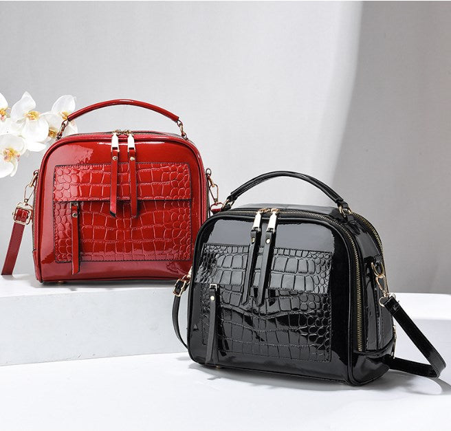 🔥👜Nowa elegancka torebka damska w stylu retro ze skóry krokodyla ze skóry lakierowanej