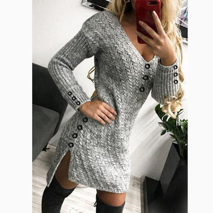 【S-2XL】Nowa modna sukienka z dzianiny z temperamentem na jesień i zimę