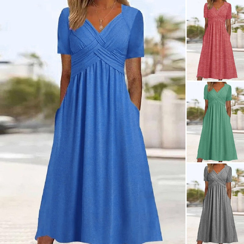 🔥🔥【50% REDUCERE】🔥🔥👗【S-3XL】Rochii casual simple, modă, unicolor, noi pentru primăvară și vară 2025