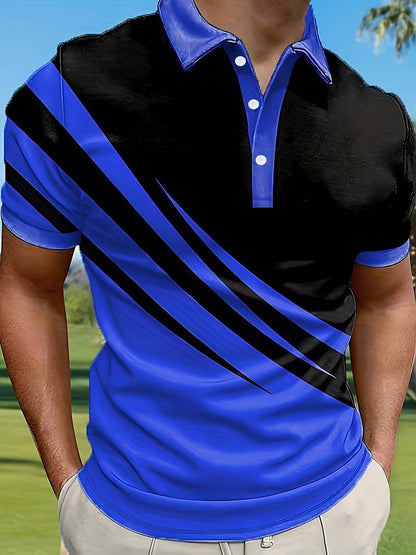 🔥 NOVI TREND! [S-6XL] Muška uska 3D prugasta polo majica | Osnovni ležeran stil ⚡