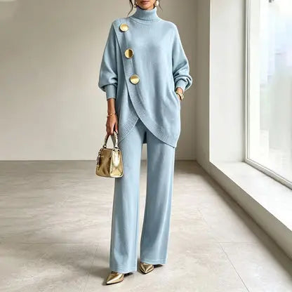 ✨🔥 U pola cijene + besplatna dostava 🚚💕 Elegantan ženski komplet: dolčevita i hlače širokih nogavica — Udobno i moderno 👗