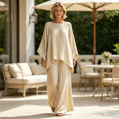 Komplet od lana i pamuka: predimenzionirana košulja i široke hlače, minimalistički i cool stil, veličine S-3XL