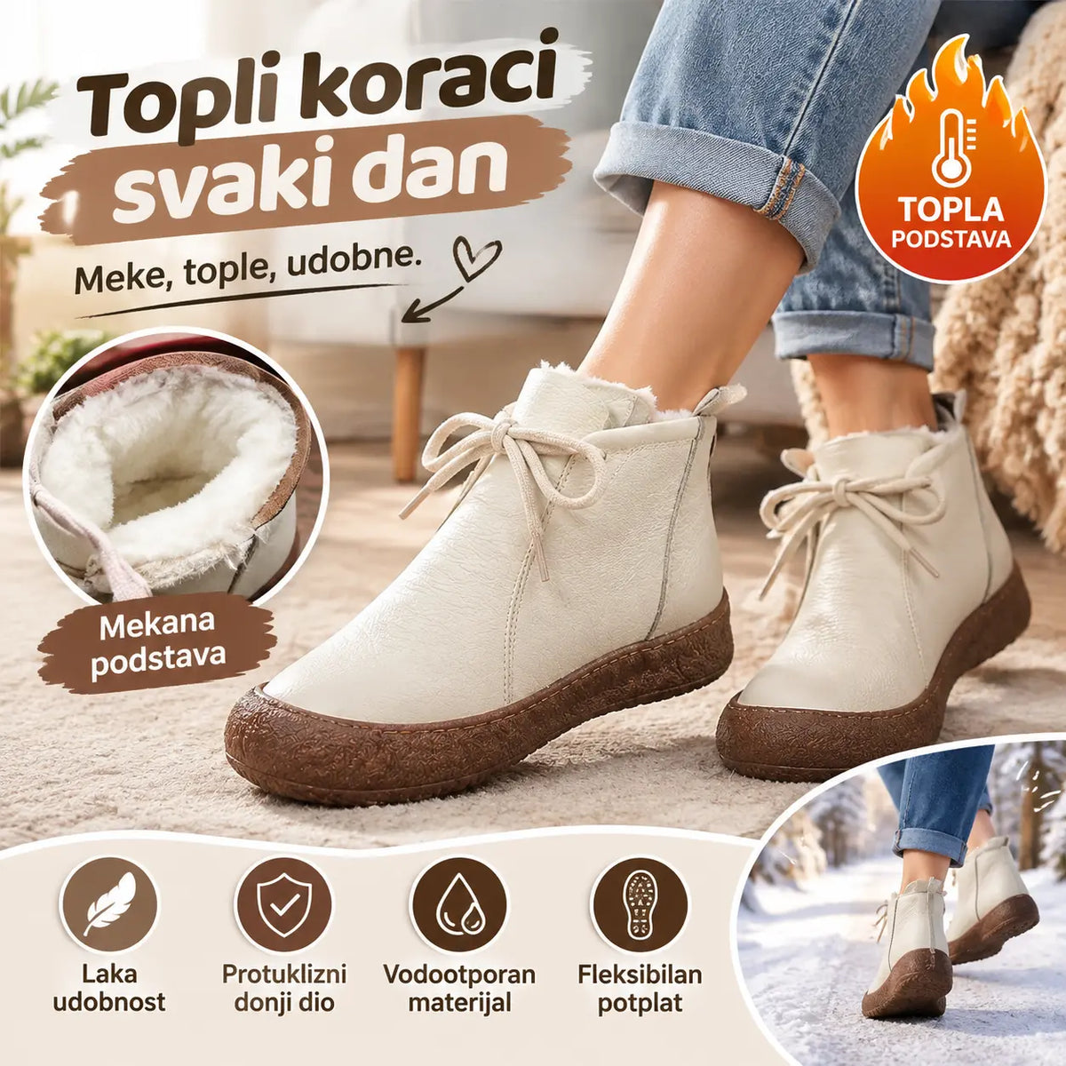 ✨【Veličine 35–40】Ženske tople gležnjače od prave kože – model na vezanje, dostupne u više boja🥰