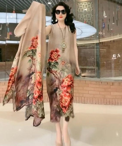 🔥👗【Sukienka + kardigan】【42-90 kg】Wiosna 2025 Dwuczęściowa sukienka koszulowa z szyfonu Lekka i wszechstronna