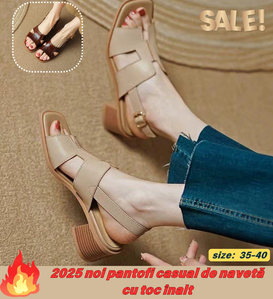 🎉👡【35-40】Sandale de Vară 2025 cu Vârf Pătrat & Deschis 💥 Elegante, Confortabile & Trendy