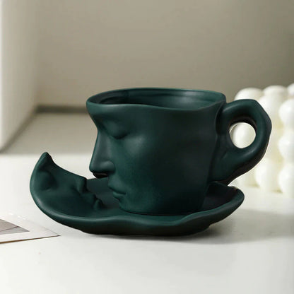 🎁☕Kreativni umjetnički dizajn ljudskog lica poljubac šalica kave