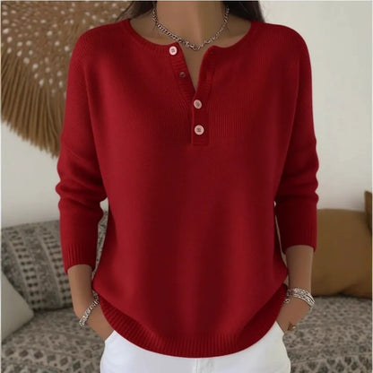 【S-2XL】Damski jednokolorowy sweter z dekoltem V, luźny i casualowy